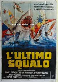 k221 GREAT WHITE Italian one-panel movie poster '82 great shark image!