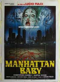 k229 MANHATTAN BABY Italian one-panel movie poster '82 Lucio Fulci, horror!