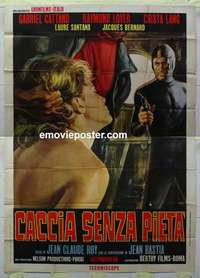 k205 CACCIA SENZA PIETA Italian two-panel movie poster '66 Gabriel Cattand