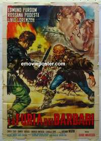 k206 FURY OF THE PAGANS Italian two-panel movie poster '62 sword & sandal!