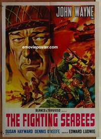 k251 FIGHTING SEABEES special Italian 19x27 movie poster R60s John Wayne