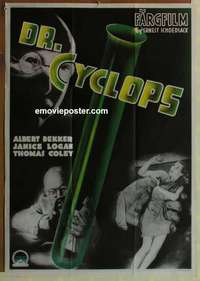 k016 DOCTOR CYCLOPS Swedish movie poster '40 cool Aberg sci-fi art!