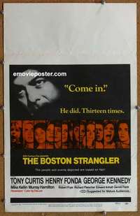 k273 BOSTON STRANGLER window card movie poster '68 Tony Curtis, Henry Fonda