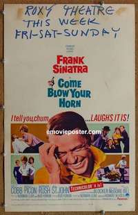 k276 COME BLOW YOUR HORN window card movie poster '63 Frank Sinatra, Cobb
