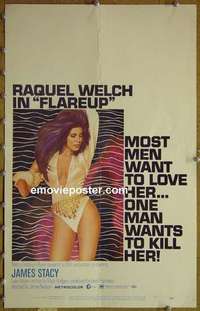 k280 FLAREUP window card movie poster '70 super sexy Raquel Welch, Stacy
