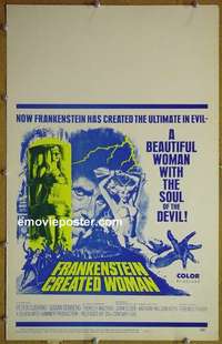 k281 FRANKENSTEIN CREATED WOMAN window card movie poster '67 Cushing, Hammer