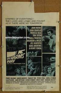 k287 IN HARM'S WAY window card movie poster '65 John Wayne, Saul Bass