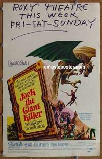 k289 JACK THE GIANT KILLER window card movie poster '62 Kerwin Mathews