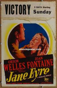 k290 JANE EYRE window card movie poster '44 Orson Welles, Joan Fontaine