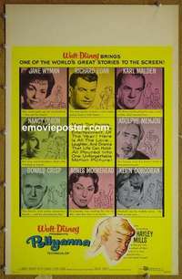 k294 POLLYANNA window card movie poster '60 Hayley Mills, Jane Wyman