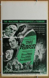 k295 RAVEN Benton window card movie poster '63 Boris Karloff, Price, Lorre