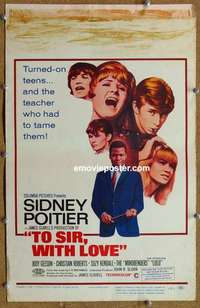 k301 TO SIR WITH LOVE window card movie poster '67 Sidney Poitier, Lulu