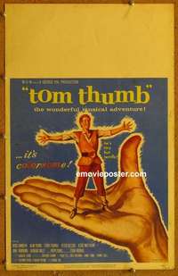 k302 TOM THUMB window card movie poster '58 George Pal, Russ Tamblyn