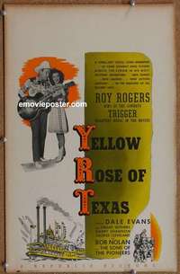 k305 YELLOW ROSE OF TEXAS window card movie poster '44 Roy Rogers, Dale Evans