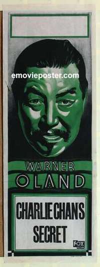 m009 CHARLIE CHAN'S SECRET long Australian daybill movie poster '36 Oland
