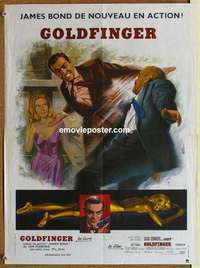 m187 GOLDFINGER French 17x23 movie poster R80s Connery as James Bond!