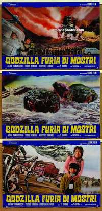 m350 GODZILLA VS THE SMOG MONSTER 3 Italian photobusta movie posters '72