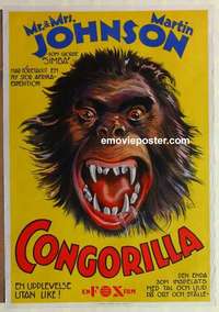 m021 CONGORILLA Swedish movie poster '32 fantastic ape image!