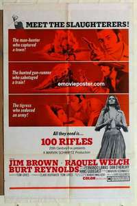 n005 100 RIFLES style B one-sheet movie poster '69 Jim Brown, Raquel Welch