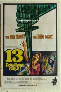 n002 13 FRIGHTENED GIRLS one-sheet movie poster '63 William Castle, horror!