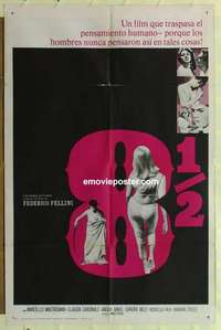 n029 8 1/2 Spanish/U.S. one-sheet movie poster '63 Federico Fellini, Mastroianni