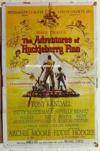 n043 ADVENTURES OF HUCKLEBERRY FINN one-sheet movie poster '60 Mark Twain