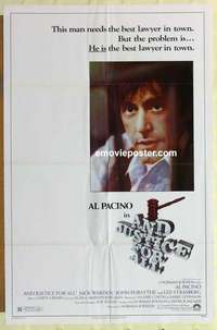 n080 AND JUSTICE FOR ALL one-sheet movie poster '79 Al Pacino