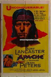 n094 APACHE one-sheet movie poster '54 Burt Lancaster, Native Americans!