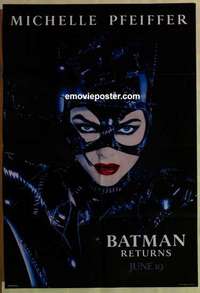 n144 BATMAN RETURNS teaser one-sheet movie poster '92 Michelle Pfeiffer
