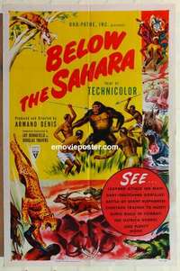 n162 BELOW THE SAHARA one-sheet movie poster '53 African safari!