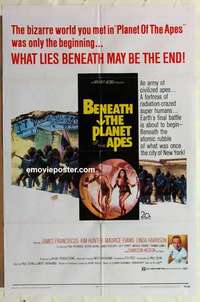 n163 BENEATH THE PLANET OF THE APES one-sheet movie poster '70 sci-fi!