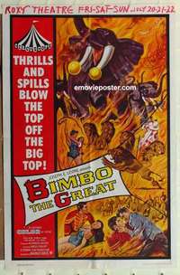 n187 BIMBO THE GREAT one-sheet movie poster '61 German circus big top!