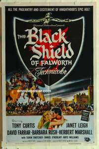 n192 BLACK SHIELD OF FALWORTH one-sheet movie poster '54 Tony Curtis, Leigh