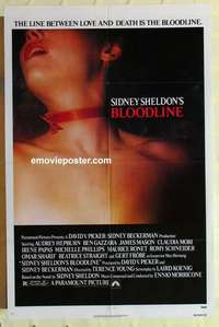 n206 BLOODLINE one-sheet movie poster '79 Audrey Hepburn, Ben Gazzara