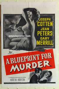 n213 BLUEPRINT FOR MURDER one-sheet movie poster '53 sexy Jean Peters!