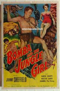 n219 BOMBA & THE JUNGLE GIRL one-sheet movie poster '53 Johnny Sheffield