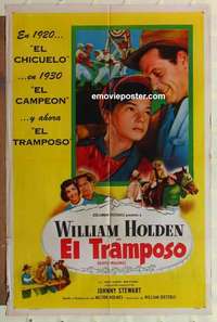 n225 BOOTS MALONE Spanish/U.S. one-sheet movie poster '51 William Holden, Stewart