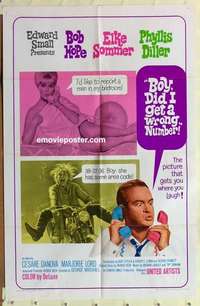 n229 BOY DID I GET A WRONG NUMBER one-sheet movie poster '66 Bob Hope