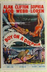 n231 BOY ON A DOLPHIN one-sheet movie poster '57 Alan Ladd, Sophia Loren