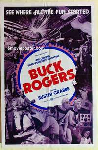 n254 BUCK ROGERS one-sheet movie poster R66 Buster Crabbe serial!