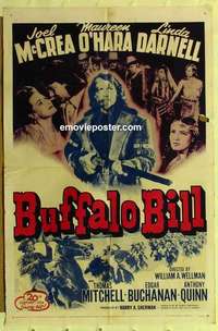 n257 BUFFALO BILL one-sheet movie poster R56 Joel McCrea, O'Hara