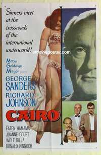 n273 CAIRO one-sheet movie poster '63 George Sanders in Egypt!
