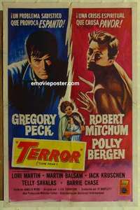n289 CAPE FEAR Spanish/U.S. one-sheet movie poster '62 Gregory Peck, Bob Mitchum