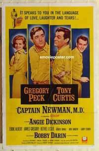 n295 CAPTAIN NEWMAN MD one-sheet movie poster '64 Greg Peck, Tony Curtis