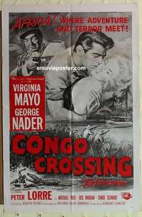 n407 CONGO CROSSING military one-sheet movie poster '56 Virginia Mayo, Lorre