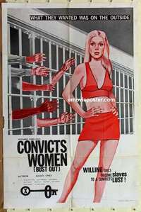 n413 CONVICTS WOMEN one-sheet movie poster '70 wild convicts & girl image!