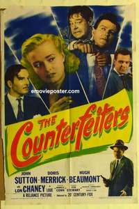n429 COUNTERFEITERS one-sheet movie poster '48 Lon Chaney, Hugh Beaumont