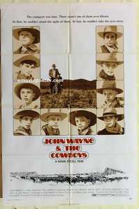 n437 COWBOYS one-sheet movie poster '72 big John Wayne, Bruce Dern
