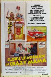 n439 CRAZY MAMA one-sheet movie poster '75 Jonathan Demme, Cloris Leachman