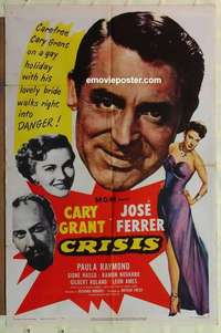n447 CRISIS one-sheet movie poster '50 Cary Grant, Paula Raymond, Ferrer